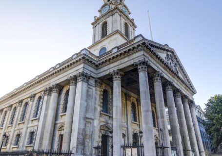 Church exterior, bright daylight